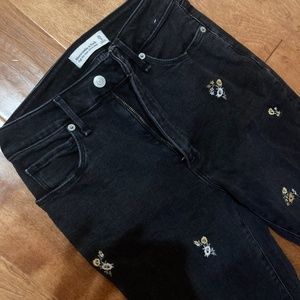 A&F black jeans with flowers